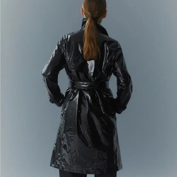 Jane Post Women's Black Trench Coat - Picture 2 of 7